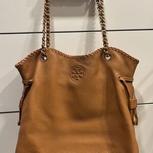 Tory Burch Leather Shoulder Bag With Chain and Leather Handles